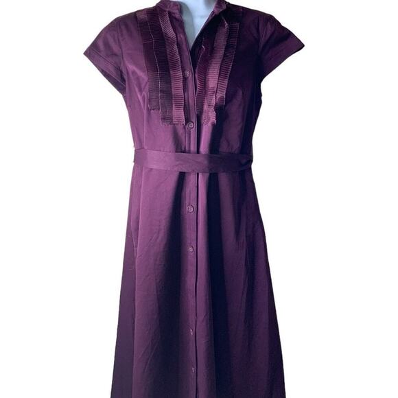 Vintage Merona Ruffled Midi Dress Women's Size 6 Cap Sleeves Button Down Belted - Picture 5 of 10